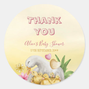 Sweet Heart Greenery Gult Mamma & Baby Shower Runt Klistermärke