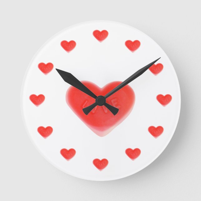 Sweet Heart "hjärtan"-klocka runt Rund Klocka (Framsida)