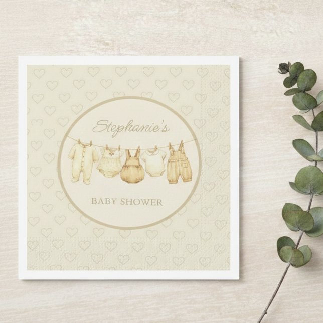 Sweet Heart Pattern Baby Shower Pappersservett (Gender neutral baby shower napkin)