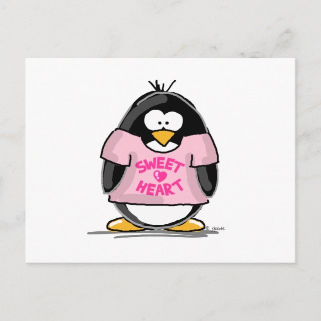 Sweet Heart Penguin Vykort (Framsida)