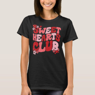 Sweet Hearts Klubb Groovy Retro Lycklig Valentines T Shirt