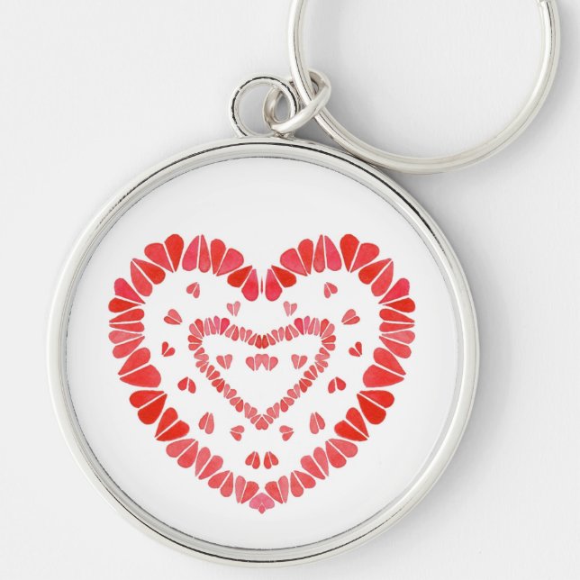 SWEET HEARTS Premium Round Keychain Rund Silverfärgad Nyckelring (Framsidan)