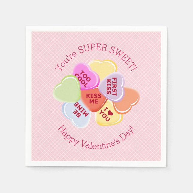 Sweet Hearts Valentineser Candy Pappersservett (Framsidan)