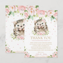 Sweet Hedgehog  Rosa Blommigt Baby Shower 