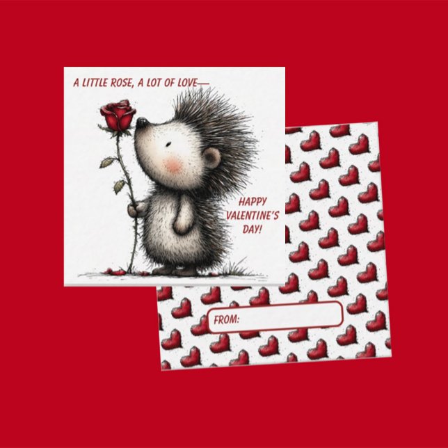 Sweet Hedgehog Valentine Card  Anteckningskort (Skapare uppladdad)