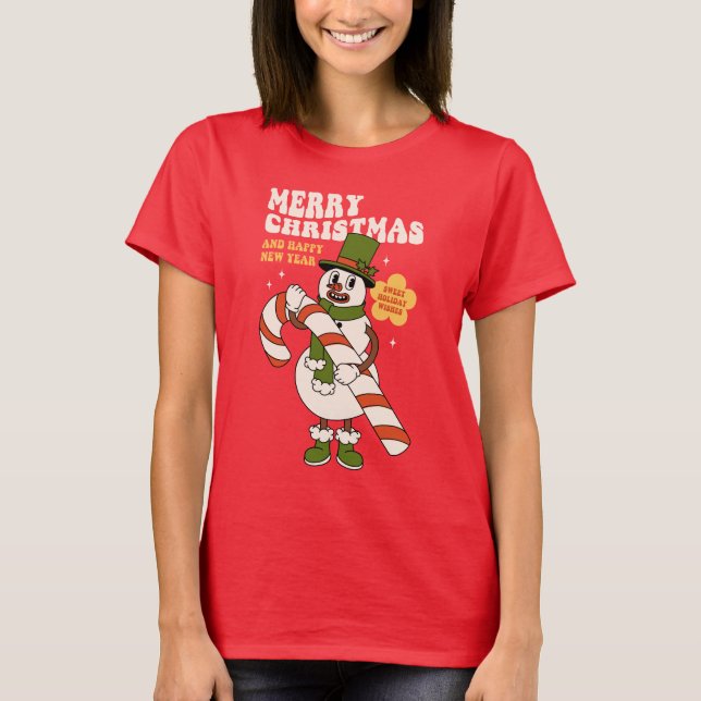 Sweet Helgdag Önskemål - A Candy cane-julen T Shirt (Framsida)