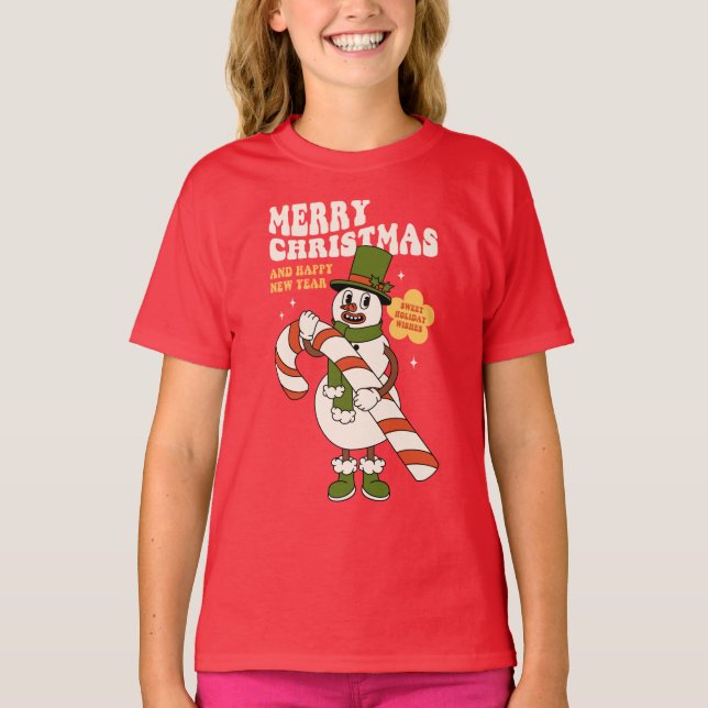Sweet Helgdag Önskemål - A Candy cane-julen T Shirt (Framsida)