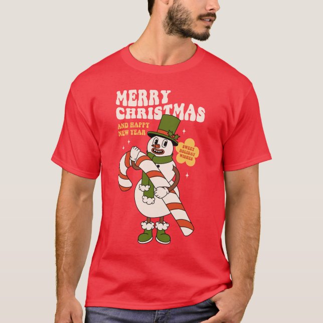 Sweet Helgdag Önskemål - A Candy cane-julen T Shirt (Framsida)