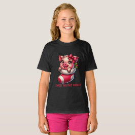 Sweet Holiday Piglet in Stocking T Shirt