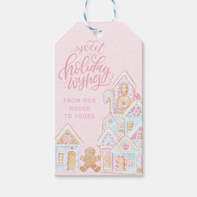 Sweet Holiday Wishes | Pastel  Gingerbread Presentetikett (Framsidan)