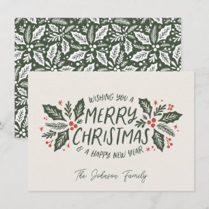 Sweet Holly Berry jul Evergreen Non-Photo Julkort