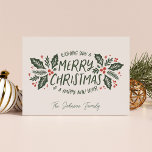 Sweet Holly Berry Vintage non-Photo jul Helgkort<br><div class="desc">Det här helgdag med festive och chic har ett originalhandritat vintern blad med söt formaterad typografi med vintage vibes.</div>