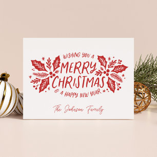 Sweet Holly Greenery jul Red Helgkort