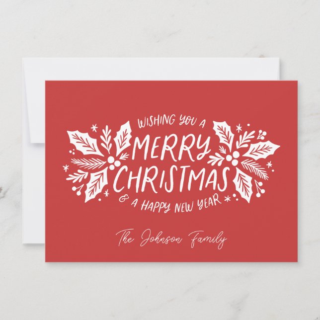 Sweet Holly Greenery jul Red Julkort (Framsida)