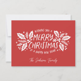 Sweet Holly Greenery jul Red Julkort