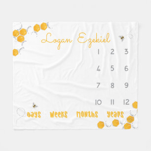 Sweet honey Bee Gender Neutral Baby Milestone Fleecefilt