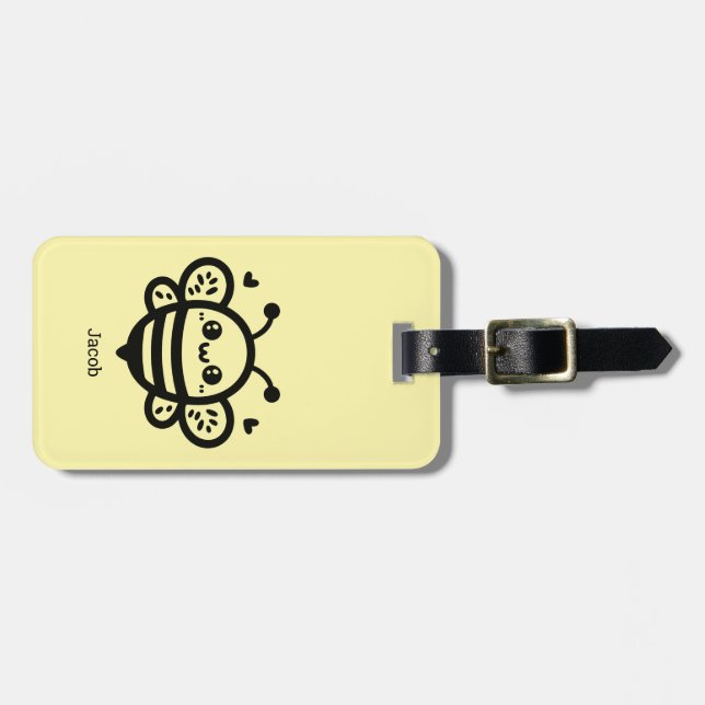 Sweet honey Bee - Kawaii Nursery Line Art Bagagebricka (Horisontell Framsida)