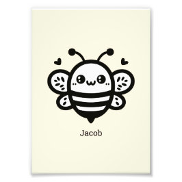 Sweet honey Bee - Kawaii Nursery Line Art Fototryck