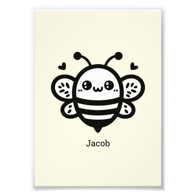 Sweet honey Bee - Kawaii Nursery Line Art Fototryck (Framsidan)