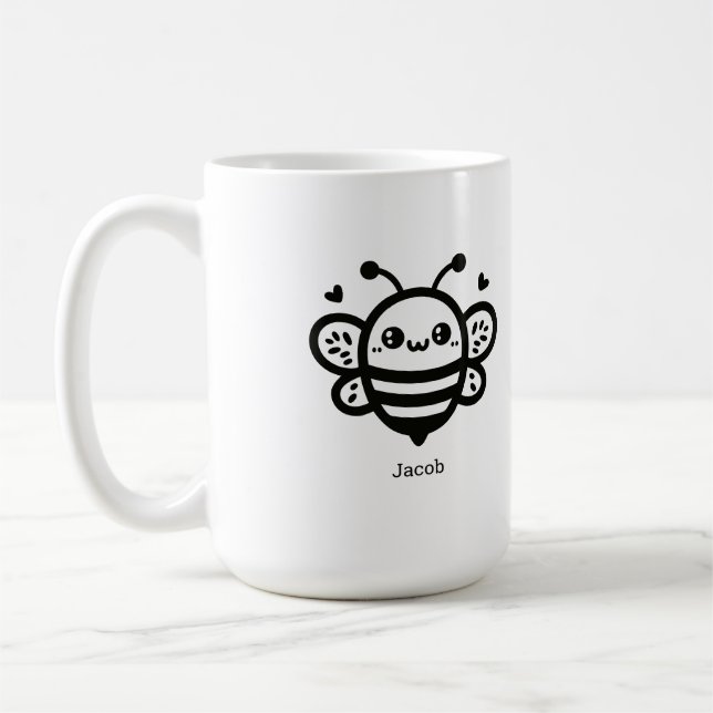 Sweet honey Bee - Kawaii Nursery Line Art Kaffemugg (Vänster)