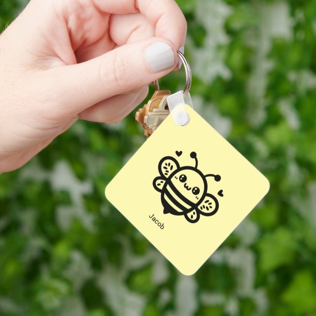 Sweet honey Bee - Kawaii Nursery Line Art Nyckelring (Hand)