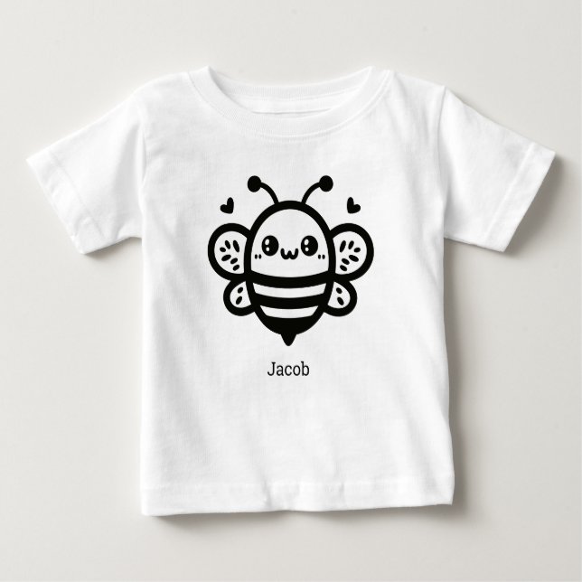 Sweet honey Bee - Kawaii Nursery Line Art T Shirt (Framsida)