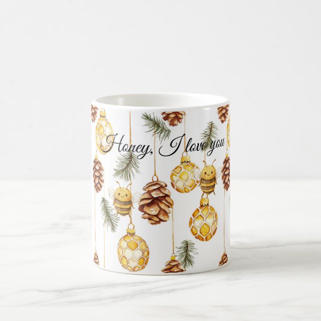 Sweet Honey Bees Pine Cones Kaffemugg (Center)