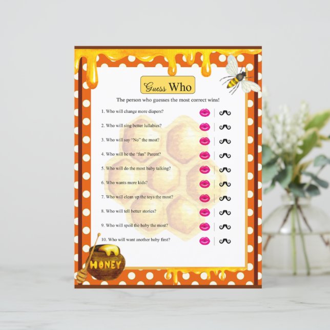 Sweet Honeybee Baby Shower Gissa vem som spelar (Stående Fram)