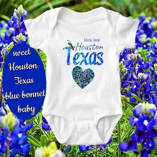 Sweet Houston TX Bluebonnet Heart och Mockingbird T Shirt (Skapare uppladdad)