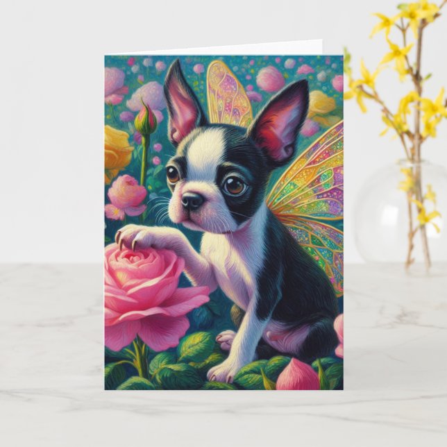 Sweet Hund Fairy Ro Tillfällen Card Kort (Gul blomma)