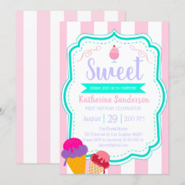 Sweet Ice-Cream Baby Sprinkle Candy-butiken Birthd Inbjudningar