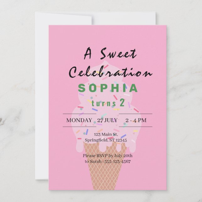 Sweet Ice Cream Birthday Inbjudningar (Framsida)