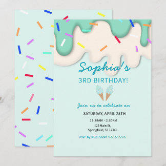 Sweet Ice Cream Birthday Inbjudningar