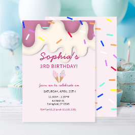 Sweet Ice Cream Birthday Inbjudningar