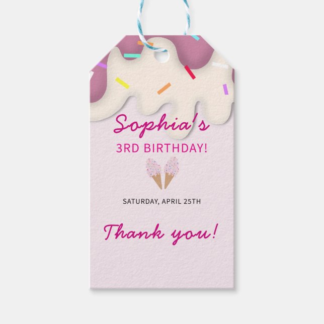 Sweet Ice Cream Birthday Presentetikett (Framsidan)