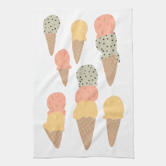 Sweet Ice Cream Cones Pastel Mönster Kökshandduk (Vertikal)