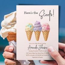 Sweet Ice Cream Sommar Här Scoop Baby Shower