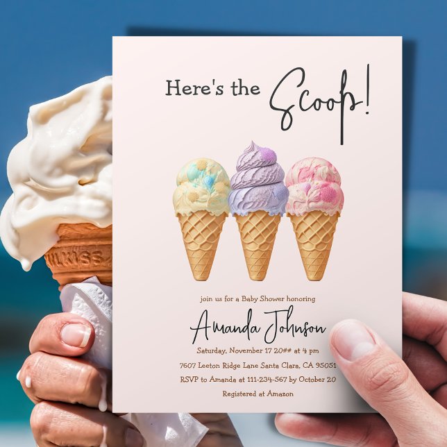 Sweet Ice Cream Sommar Här Scoop Baby Shower Inbjudningar (Skapare uppladdad)