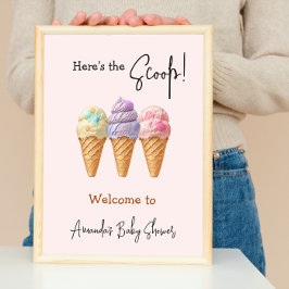 Sweet Ice Cream Sommar Här Scoop Baby Shower Perfect Poster