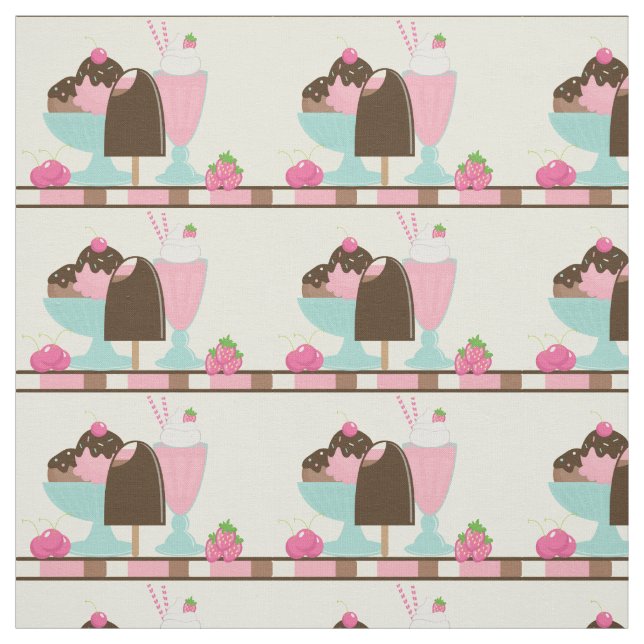 Sweet Ice Cream Treats Mönster Tyg (Provkarta)