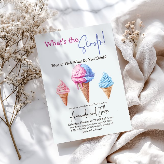 Sweet Ice Cream What Scoop Gender Reveal Inbjudningar (Skapare uppladdad)