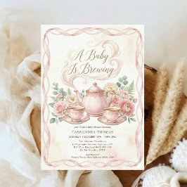 Sweet Is Brewing Blush Floral Baby Shower Tea Inbjudningar
