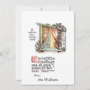 Sweet jul Robin vid Snowy Window Julkort