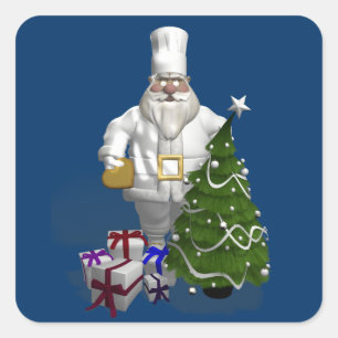 Sweet Jultomten Chef Fyrkantigt Klistermärke