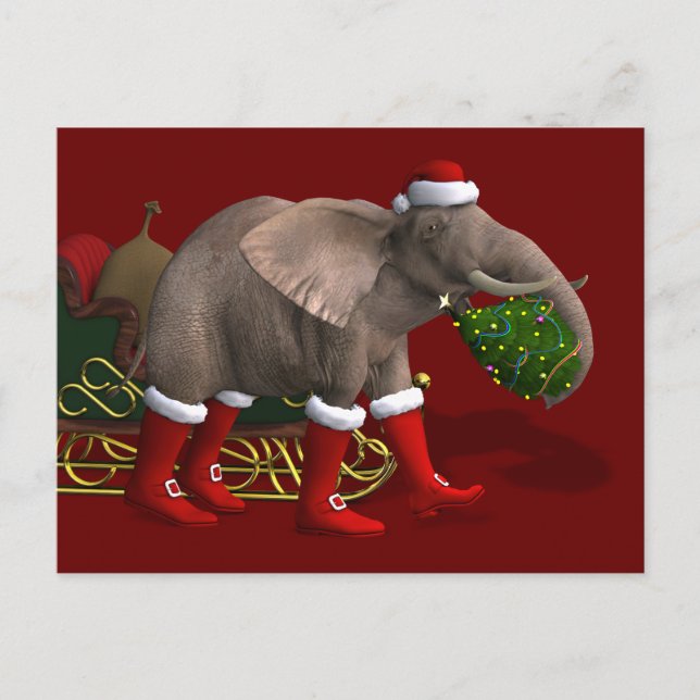 Sweet Jultomten Elephant Helg Vykort (Framsida)