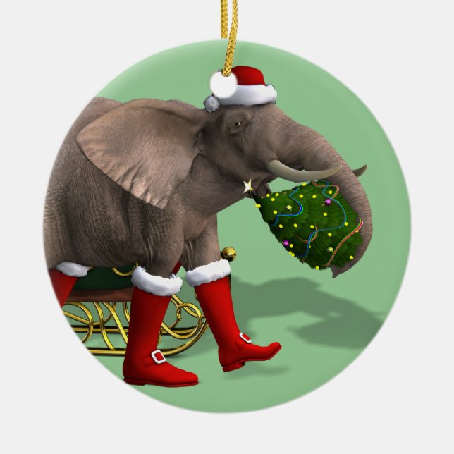 Sweet Jultomten Elephant Julgransprydnad Keramik (Framsidan)