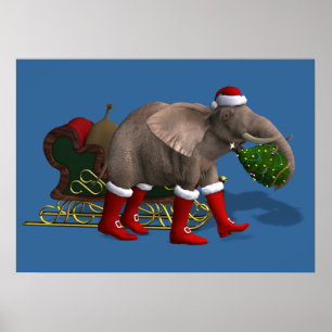 Sweet Jultomten Elephant Poster