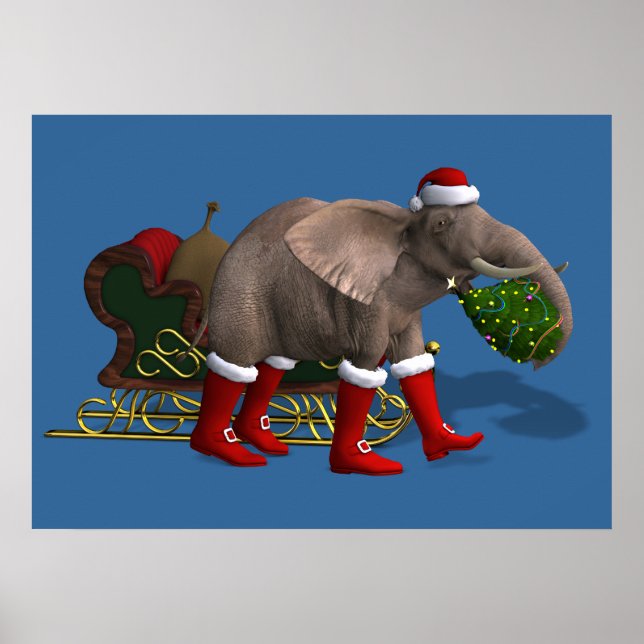 Sweet Jultomten Elephant Poster (Framsidan)
