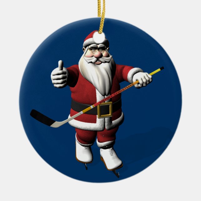 Sweet Jultomten Kärlek Ice Hockey Julgransprydnad Keramik (Framsidan)