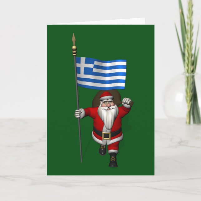 Sweet Jultomten Visits Grekland Helgkort (Framsida)